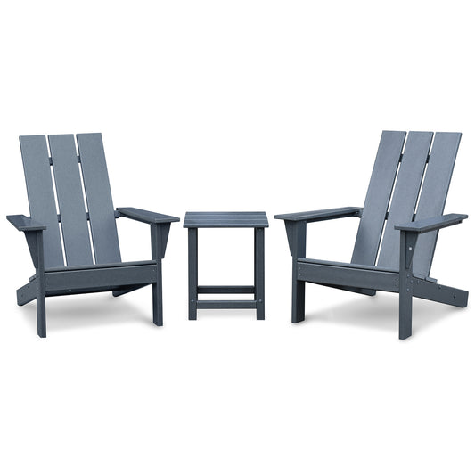 Outdoor Adirondack Chairs 3-Piece Set with Side Table - Dark Grey