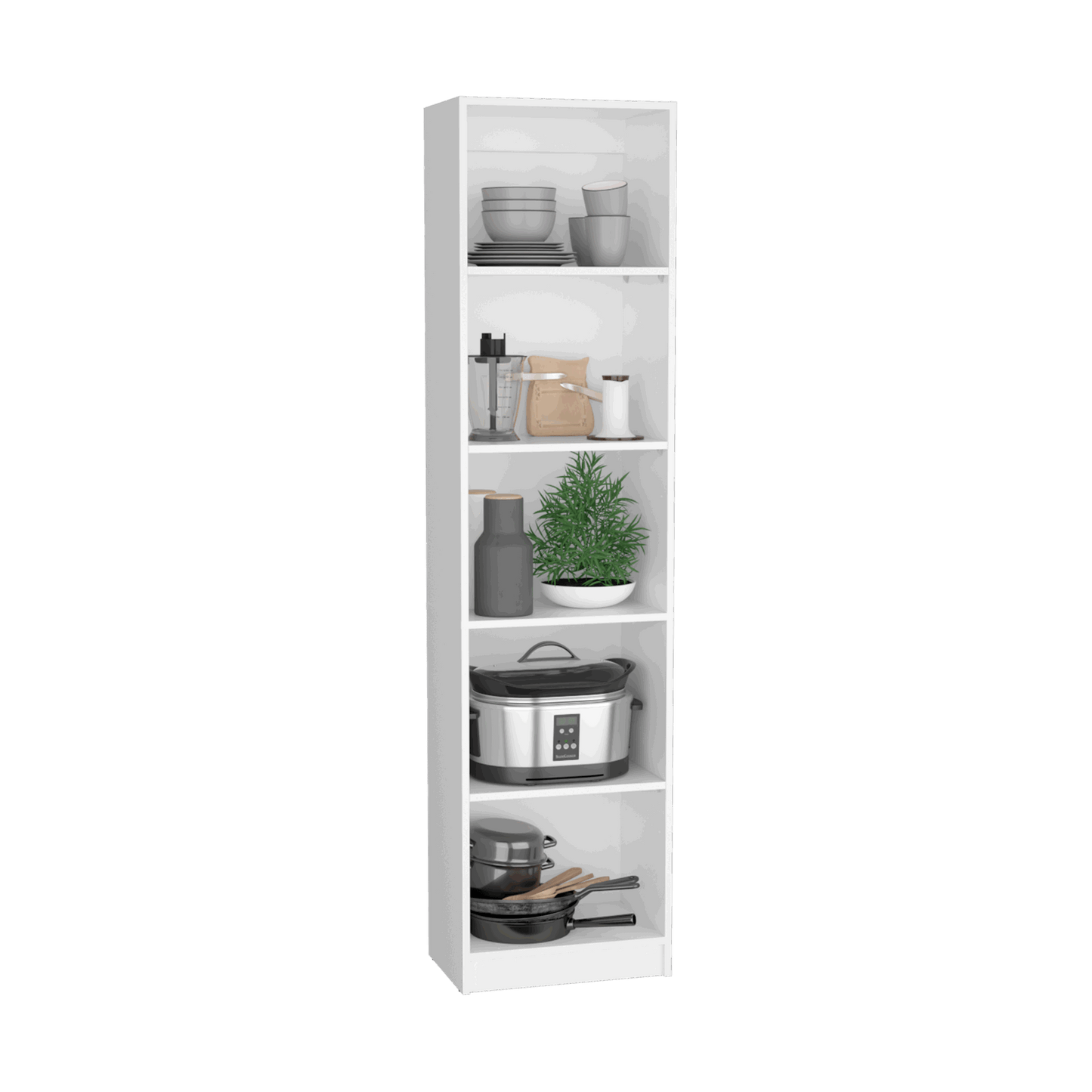 2-Door Bookcase with Varied Storage Solutions | Chic White Finish