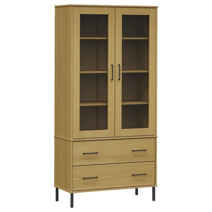 Solid Wood Bookcase with Metal Legs - 33.5"x13.8"x67.9"