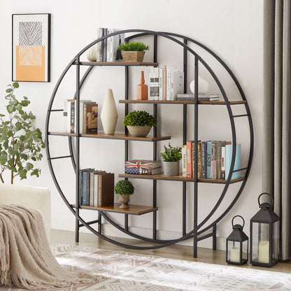 Round 5-Tier Metal Plant Stand & Bookcase Storage Rack