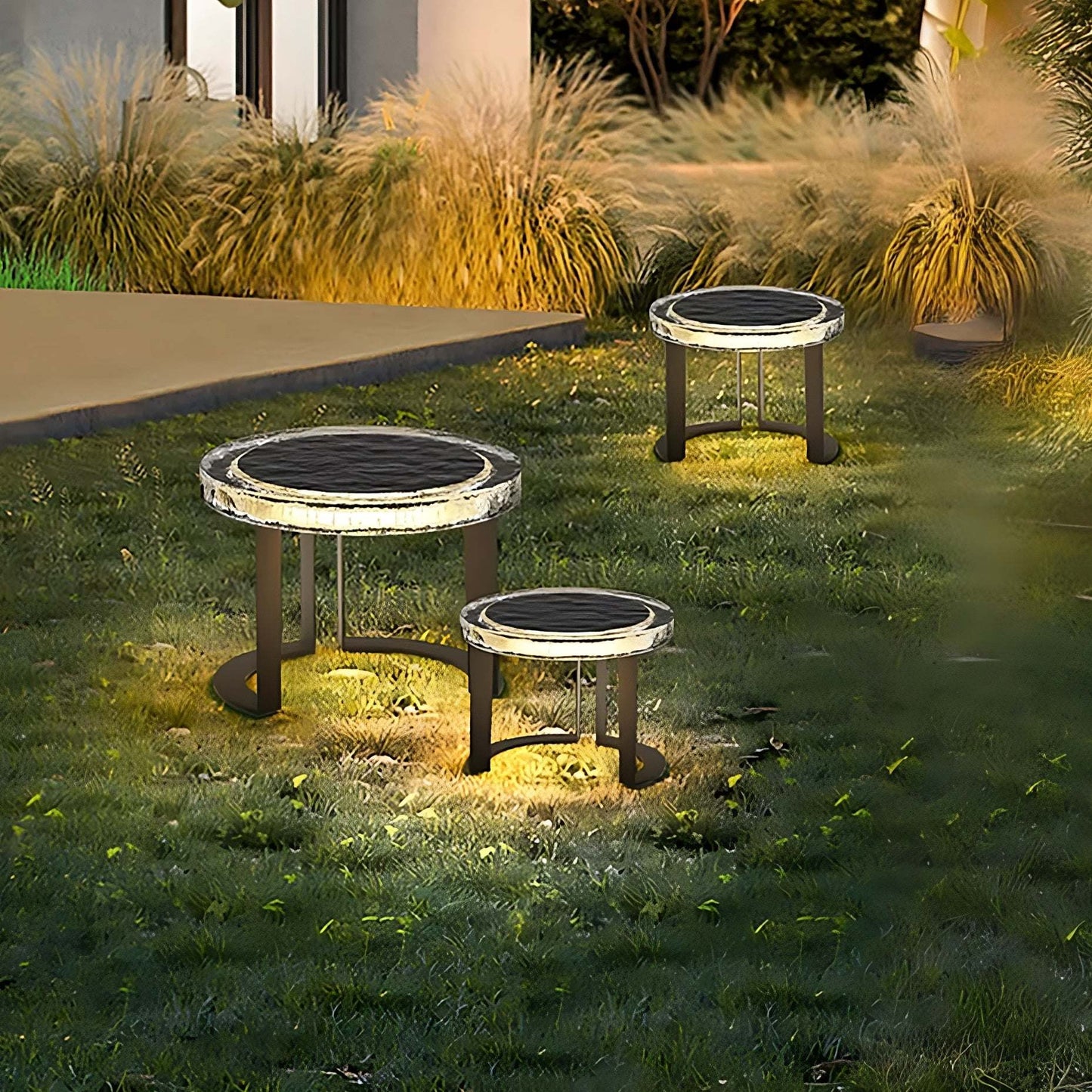 Outdoor Garden Table with Solar-Powered Light - IP65 Waterproof