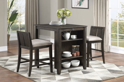 Transitional Dark Cherry Counter Height Set - 3-Piece Dining Furniture