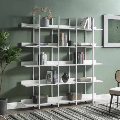 5-Tier Bookcase - Vintage Industrial Bookshelf with Metal Frame